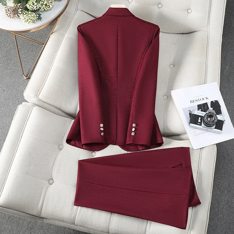 ZJYT Elegant Office Lady Formal Blazer Pants Set for Woman 2 Pieces Matching Sets Autumn 2025 Commuter Jacket and Trousers Suit