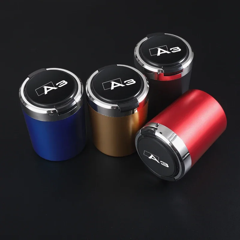 Portable car ashtray with LED light detachable car ashtray for AUDI A3 with  logo car Accessories