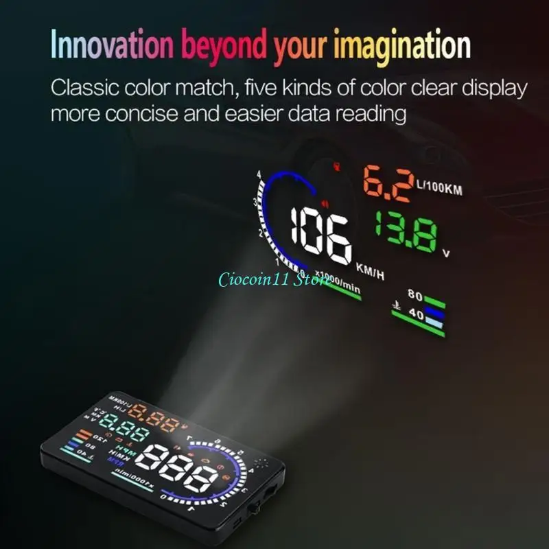 Y1UB Car HUD Head Up Display Level Security Alarm Speedometer Speed Clock Tool
