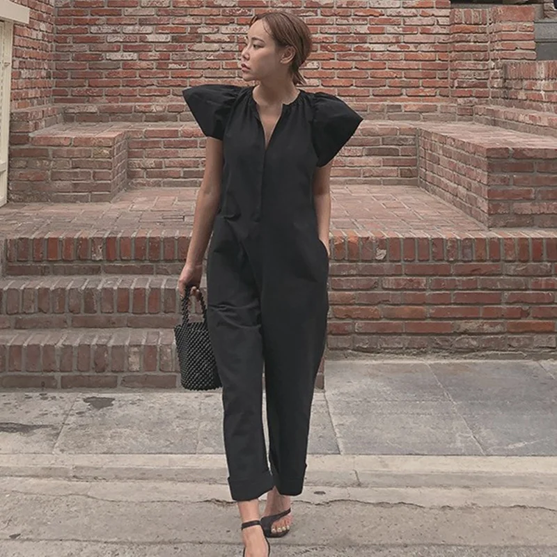 Luźne bawełniane spodnie damskie z szerokimi nogawkami, modne spodnie do noszenia na co dzień, długość 7/8, z wysokim stanem, styl koreański...