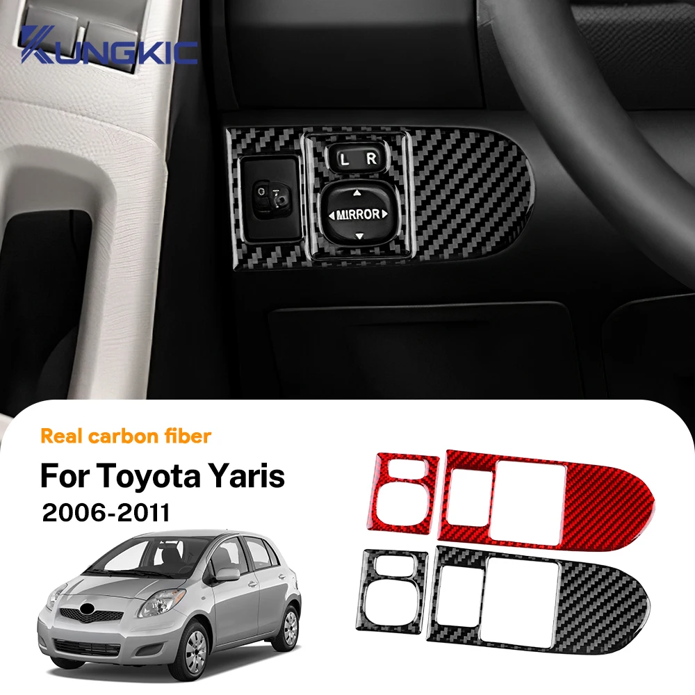 

LHD автомобильная фара, зеркало заднего вида, кнопка, накладка из настоящего мягкого углеродного волокна, наклейка для Toyota Yaris 2006, 2007, 2008, 2009, 2010, 2011