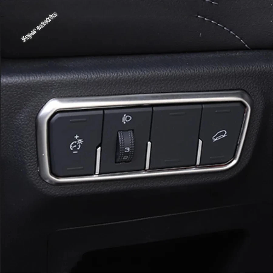 Car Head Light Lamp Headlight Switch Button Sequins Cover Trim For Haval F7 F7X 2018 - 2022 Stainless Steel Interior Accessories