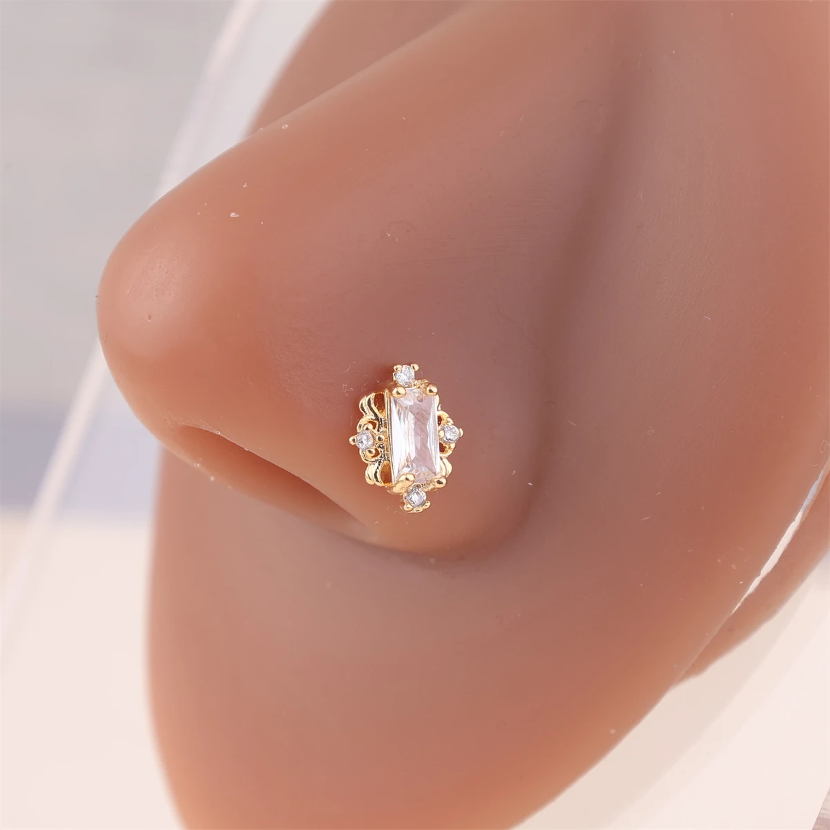 20G L Shaped Nose Studs Gold Silver Color Nose Piercing for Women Girl Nostril Jewelry