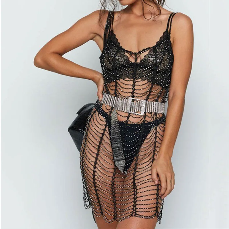 Original Beach Vacation Sexy Handmade Braided Hollow Beaded Layered Coverup Dress Outdoor Beach Bikini Dresses