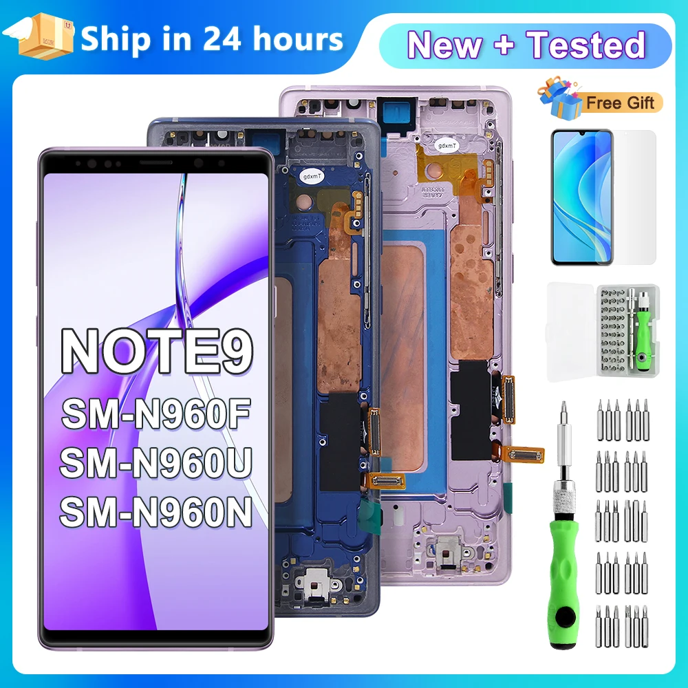 For Samsung Note9 Display Touch Screen Digitizer Assembly For Samsung Note 9 N960F N960U N9600,With Frame,100% Tested