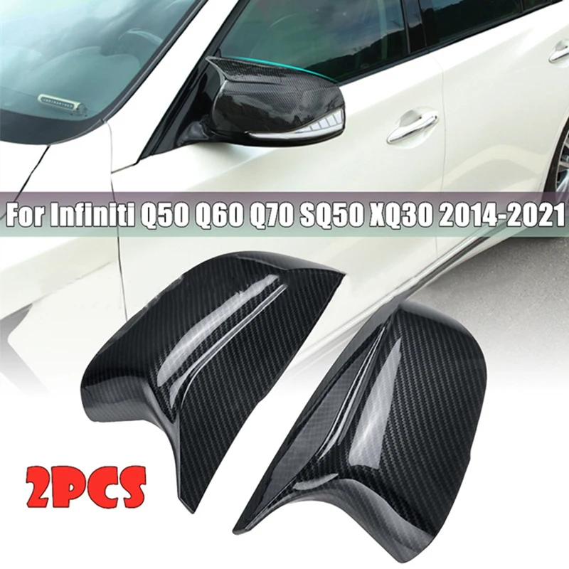 2 Pcs Car Rear View Mirror Cover Side Wing Mirrors Cover For Infiniti Q50 Q50S Q70 Q60 QX30