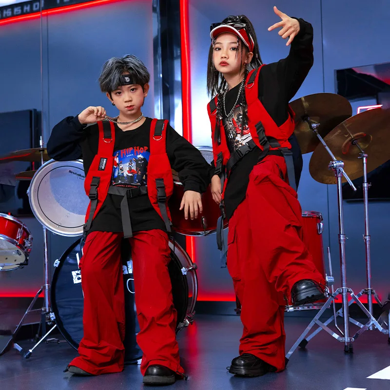 

Children Hip Hop Jazz Costumes Boys Cool Vests Drum Kits Girls Stage Catwalks Fashion Clothes