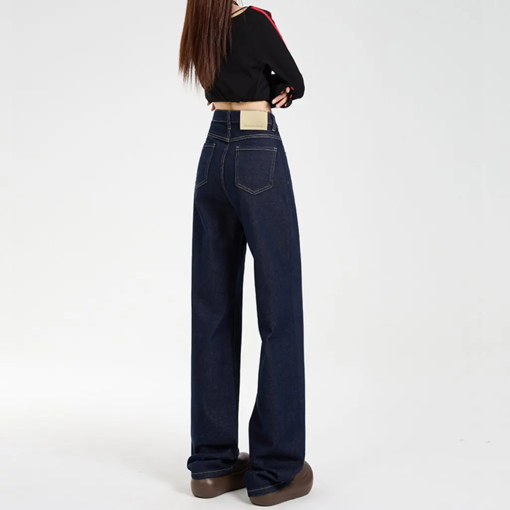 

Tannin синие широкие брюки с высокой талией, джинсы для женщин, летние тонкие прямые свободные утягивающие брюки, новый стиль