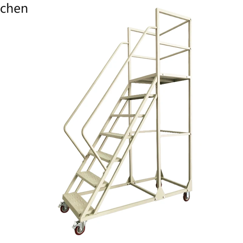 

QZT Mobile Ladder Small Staircase Two-Step Three-Step Step Ladder Stool with Wheels Climbing Cart