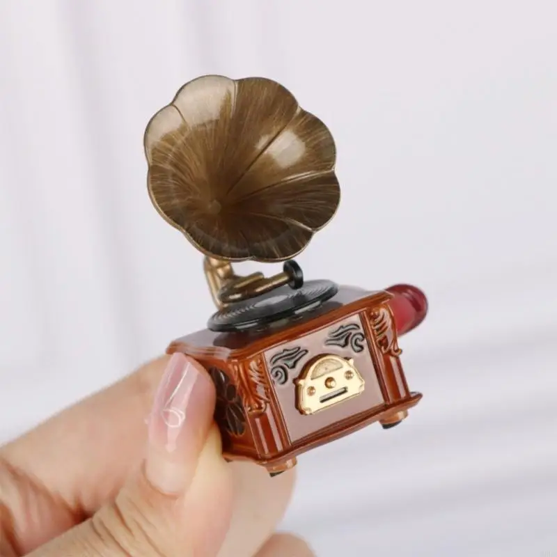 

1/12 весы, деревянная музыкальная модель фонографа, фигурка для кукольного дома, миниатюрный Европейский стиль, антикварное для