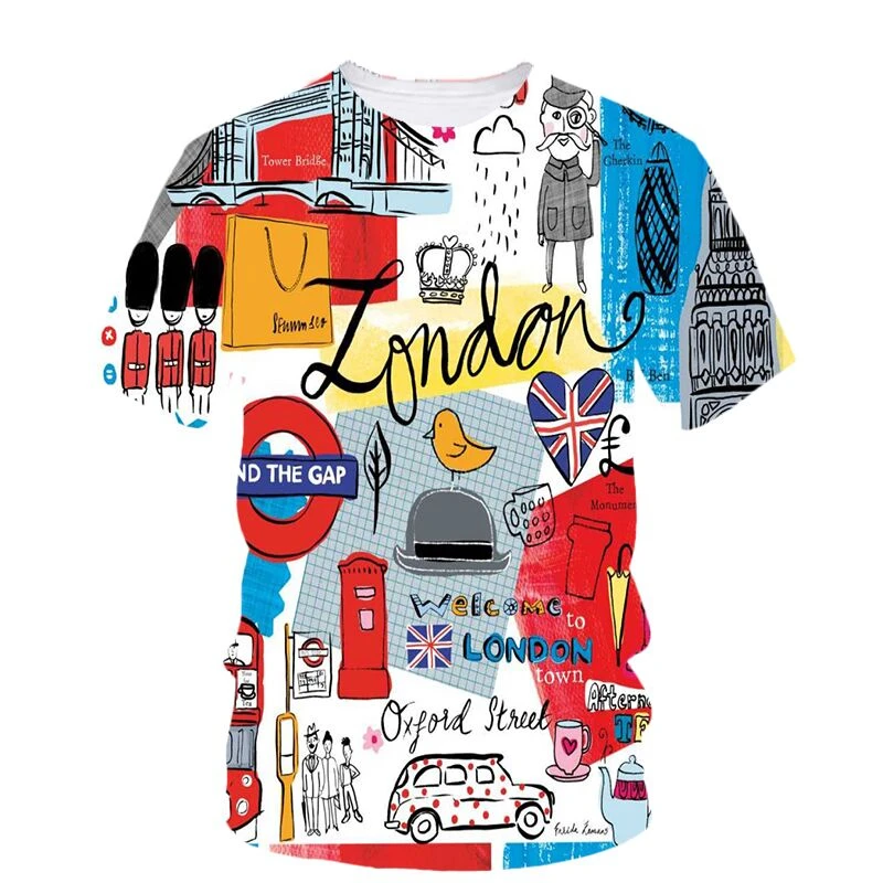 

England Funny 3D Print T Shirt Summer Men Woman Fashion Short Sleeve Oversized Harajuku Streetwear Kid Tees Tops T-Shirt Clothes