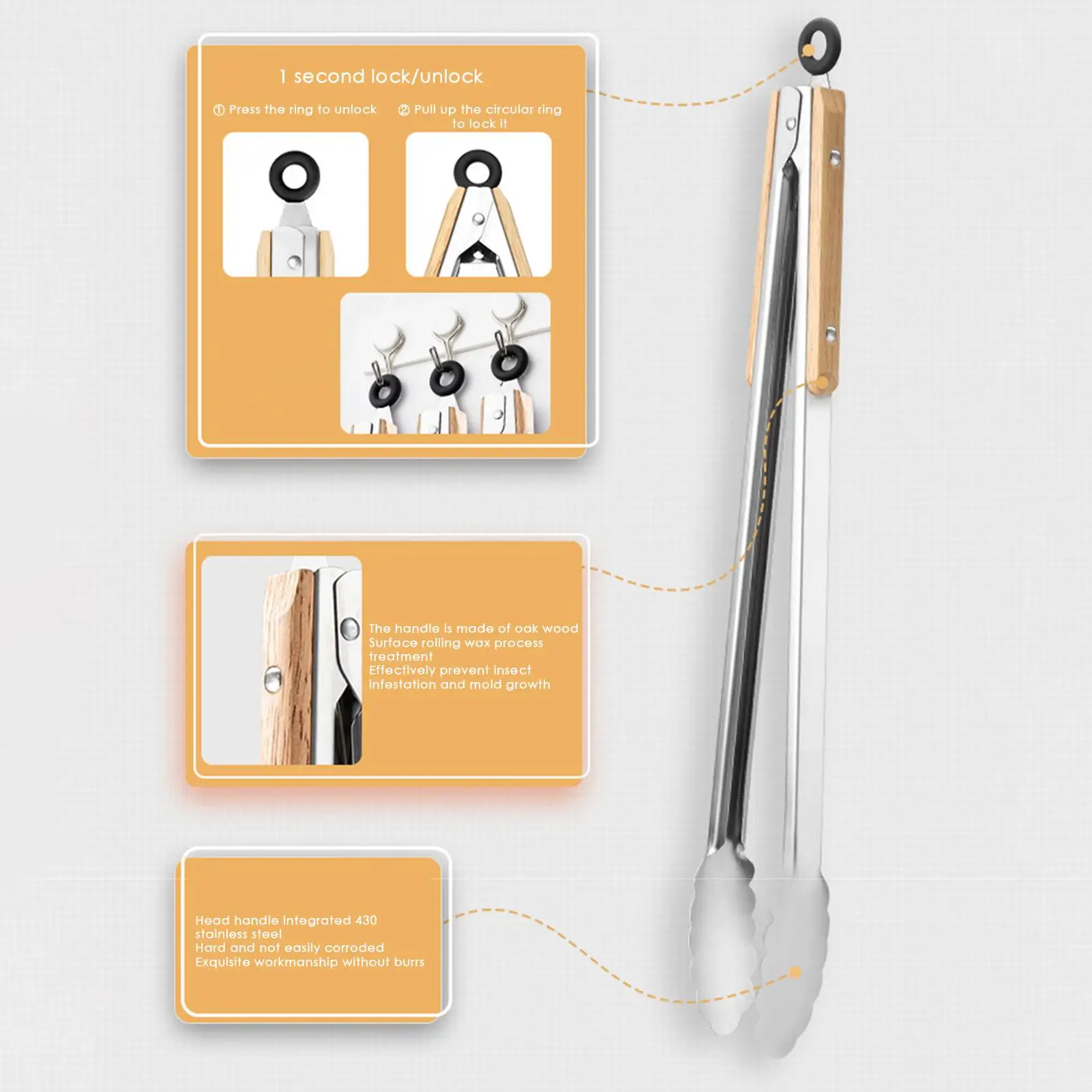 Metal Tongs Non-slip Heat Resistant Stainless Steel Multifunctional Tools Serving Salad Tongs For Grill Barbecue Grilling