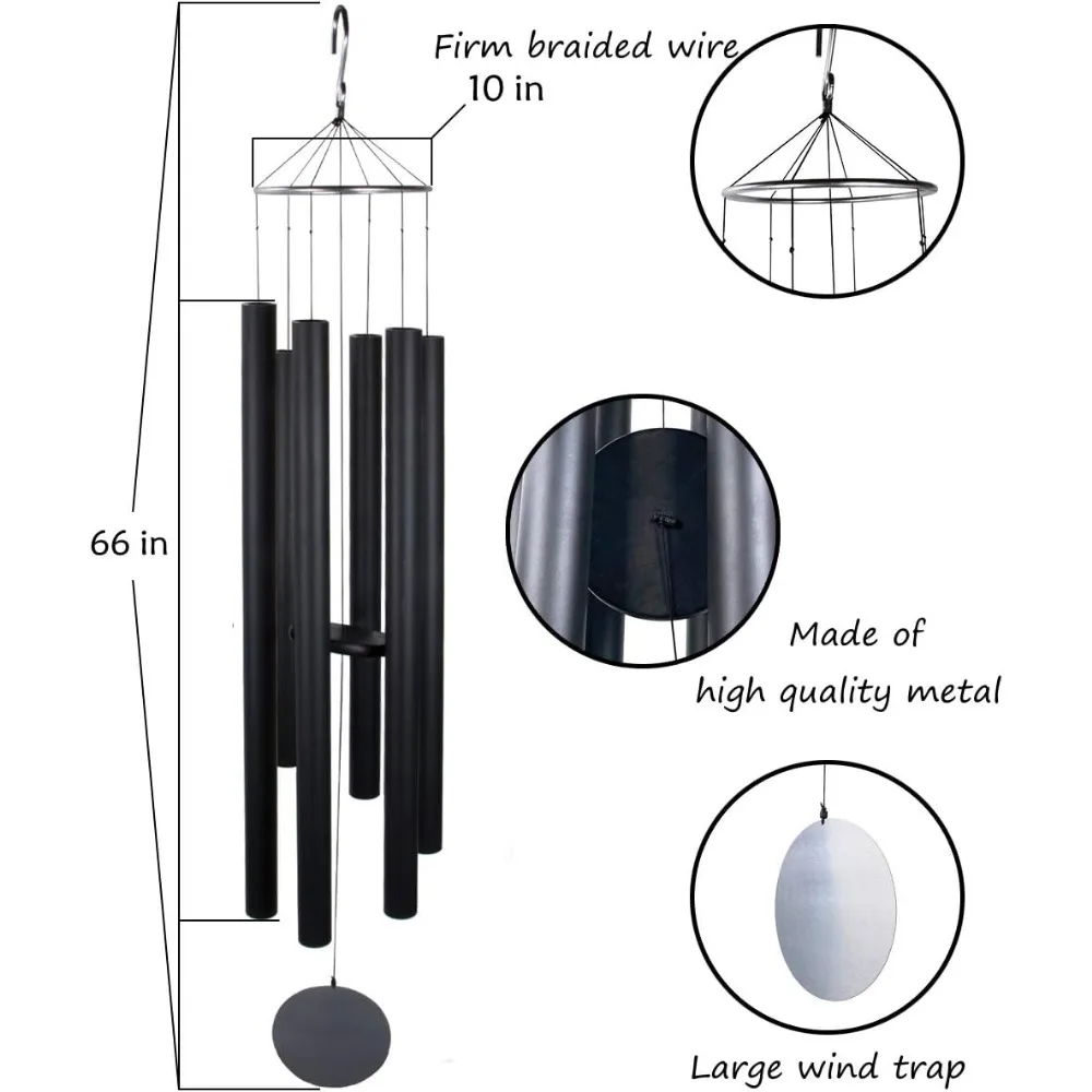 Imagem -02 - Extra Large Outdoor Wind Chimes Memorial Wind Chimes para Varanda Jardim Home Decor Tom Profundo Tubos de Metal 66