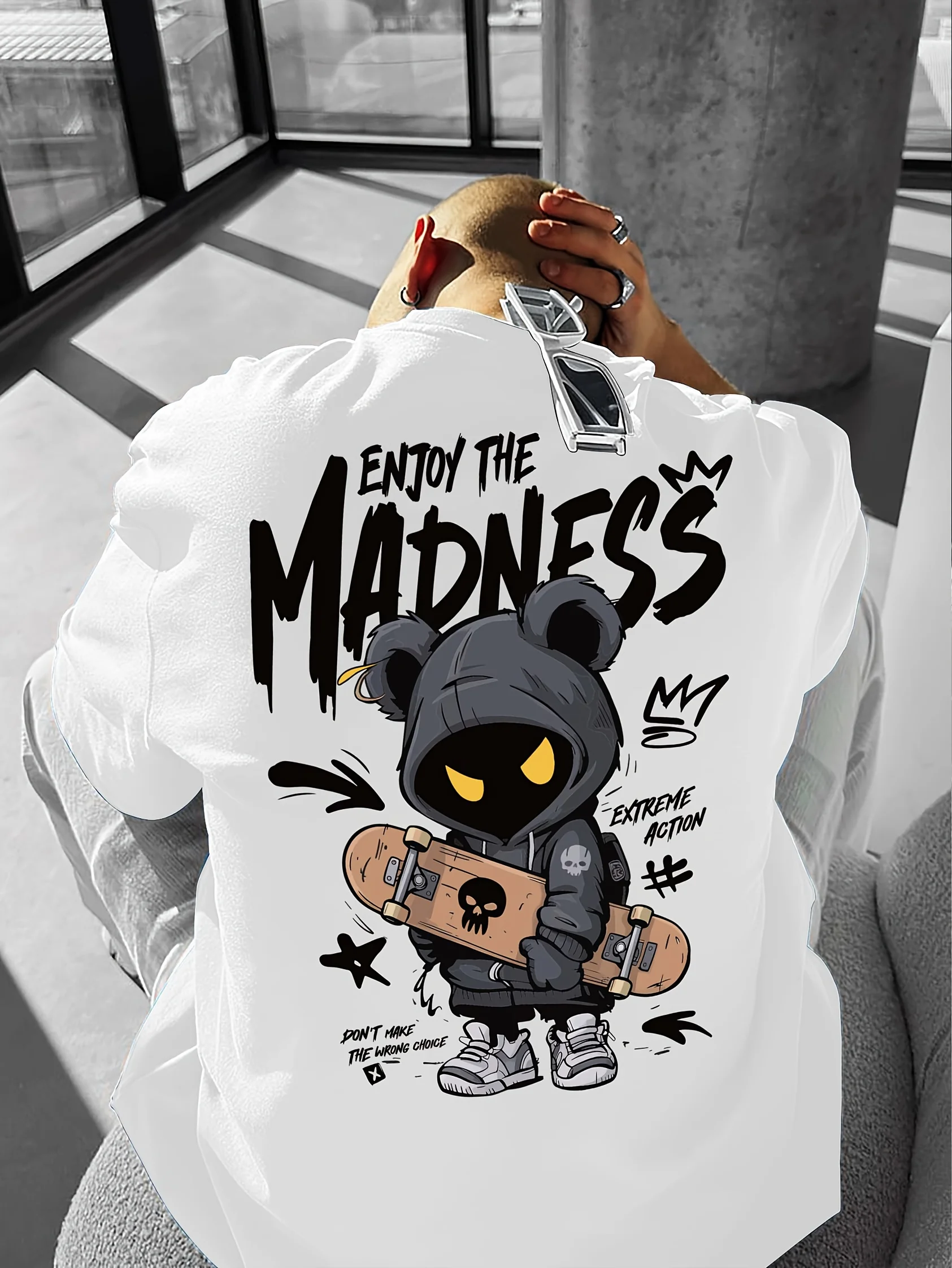 European and American Men's New Design Summer Cartoon Print Micro Elastic Breathable Round Neck T-Shirt Outdoor Street Top