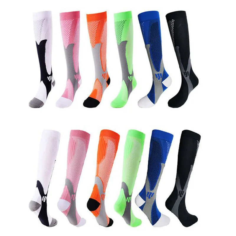 Chaussettes de Compression noires pour hommes et femmes, pour le Football, Anti-Fatigue, soulagement de la douleur, 20-30 mmhg, adaptées aux chaussettes de Sport