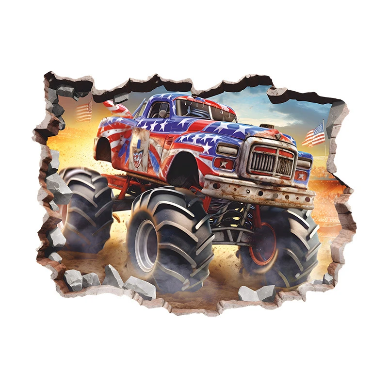 الكرتون على الطرق الوعرة مركبة ثلاثية الأبعاد الجدار ملصق S للأطفال غرفة نوم المنزل البلاستيكية ديكور الكرتون فيلم جدارية ملصقات فنية