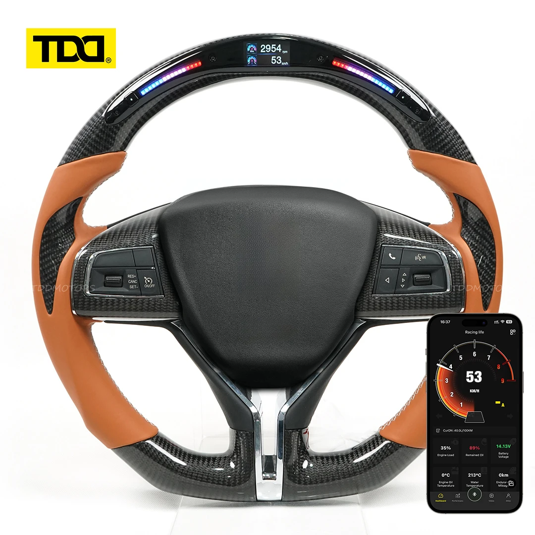 TDD Carbon Fiber Customized Smart Galaxy Pro II LED Steering Wheel for Maserati Granturismo Ghibli Levante Turismo Quattroporte