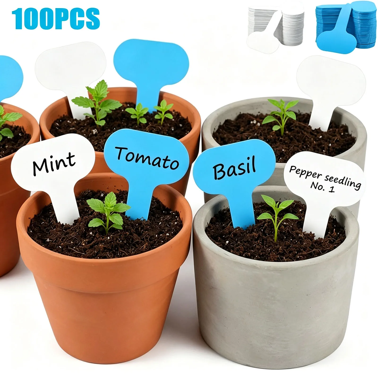 100Pcs T-Type Plant Label Markers Waterproof Garden Plants Classification Sorting Sign Tags Plant Nursery Potted Markers Label