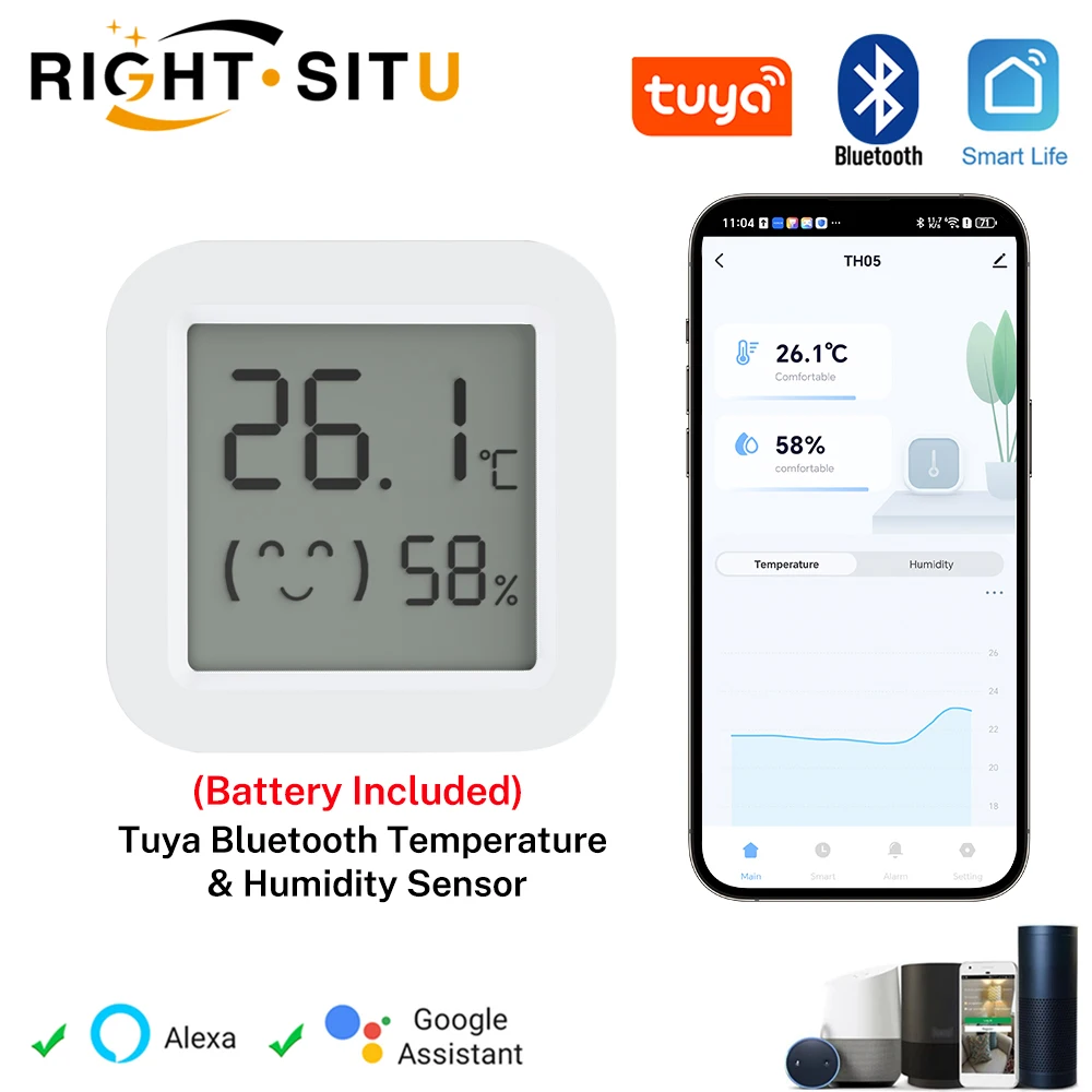 Tuya Humidity Temperature Sensor LCD Screen bluetooth-compatible APP Remote Controlled  Monitor for Home Environment Smart Life