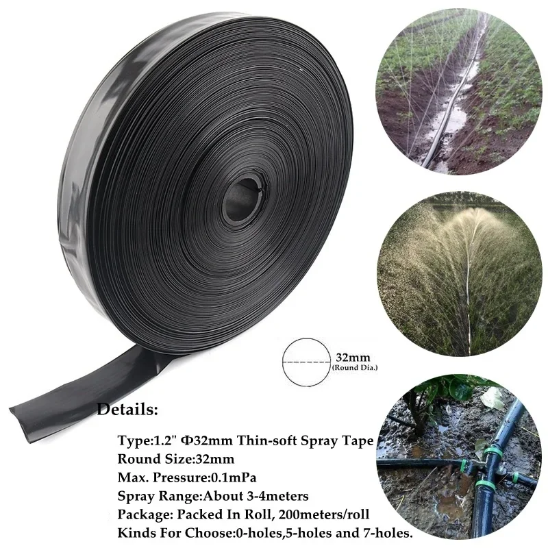 

20/50/100m 1.2" Φ32mm Micro Irrigation System Hose Watering Streamline Soaker Drip-Hose Tape with 0/5/7 Holes M4I4I2