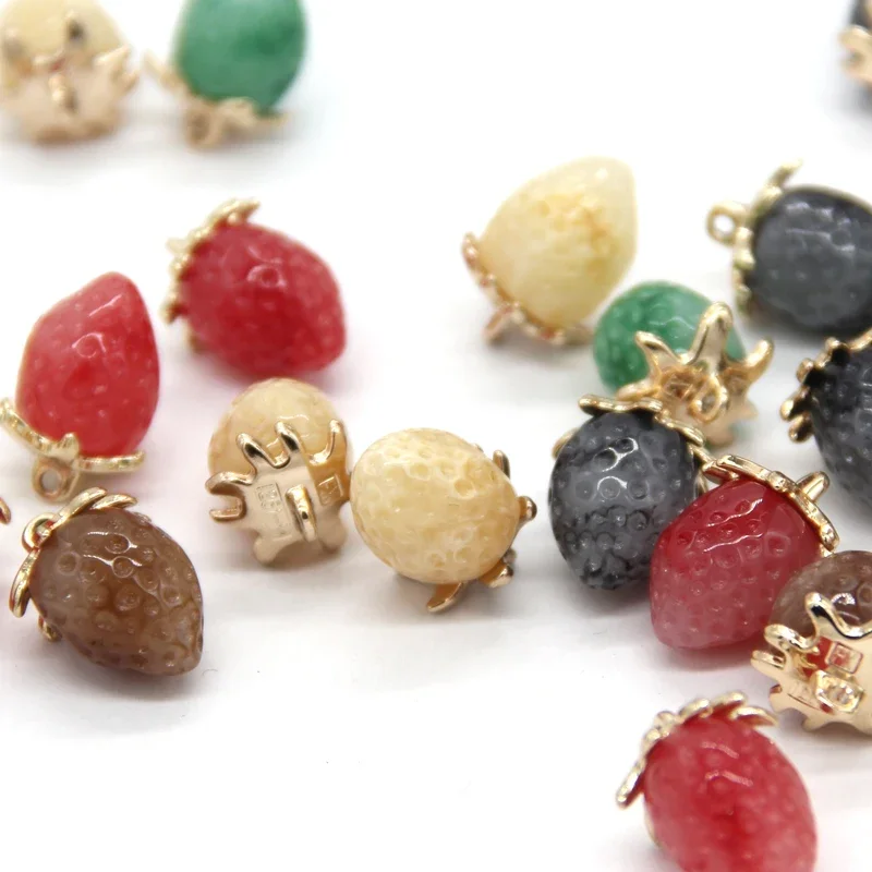 DOTOLLE Cute Strawberry Gold Metal Shank Buttons For Clothes Women Coat Suit Blazer Knit Handmade Decorations Sewing Accessories