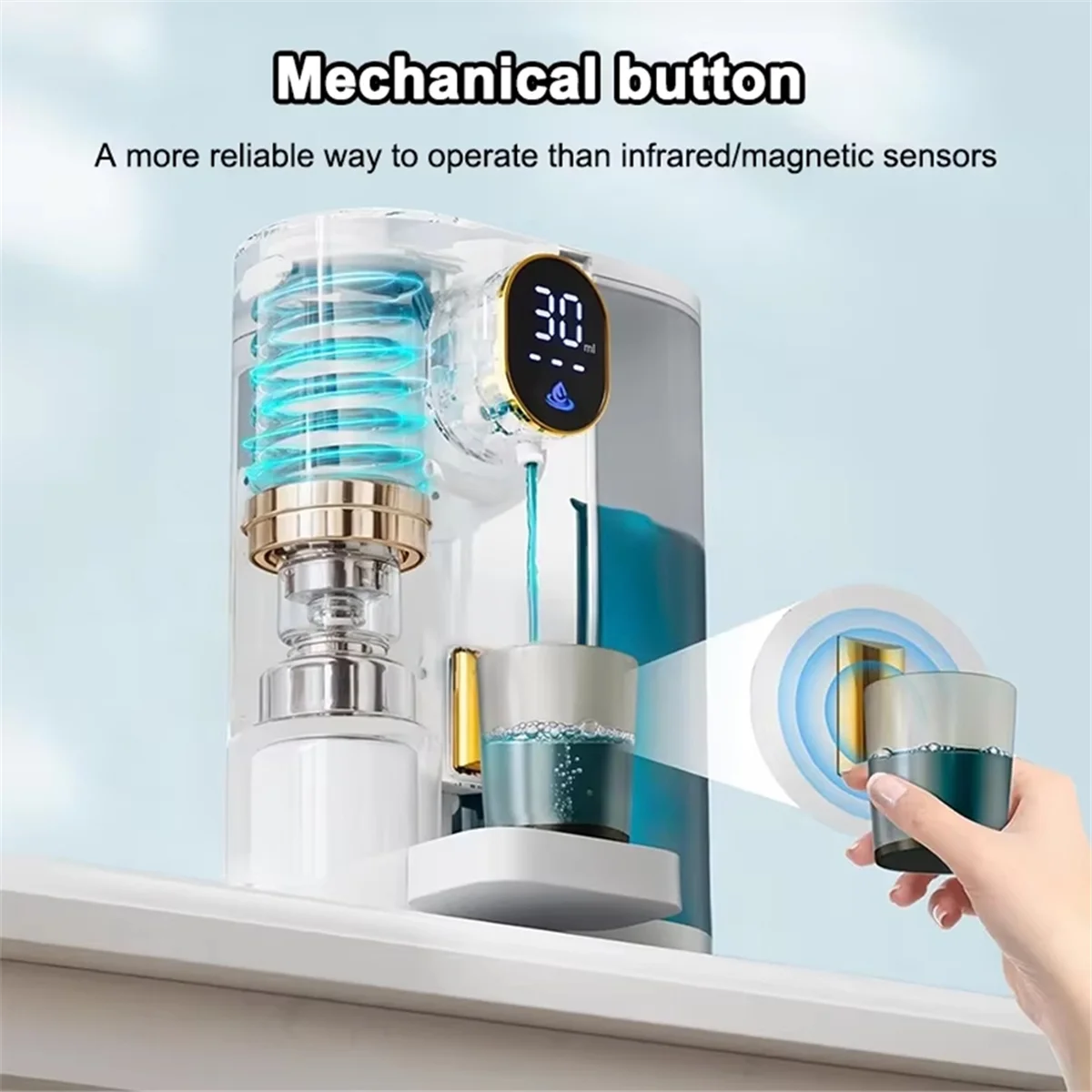 NEW 600ML Automatic Mouthwash Dispenser, Wall Mounted with 4 Adjustable Levels, Includes Cup & Magnetic Holder for Bathroom