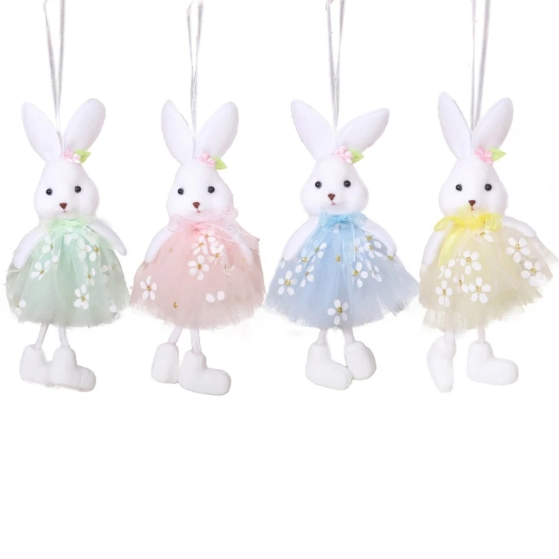 

4Pieces Color Holiday Bunnies Ornaments Hanging Decorations Pendants for Spring Party and Yard Decoration D2RD