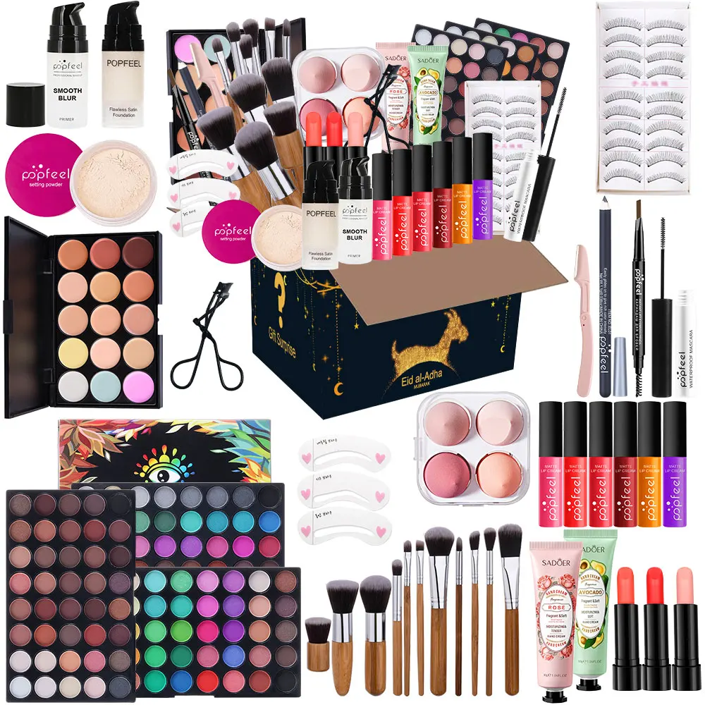 POPFEEL イード・アル・アドハー メイクアップ ギフト セット - アイシャドウ、ファンデーション、口紅などを含む女性向けのオールインワン コスメティック コレクション。