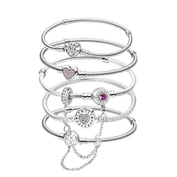 925 Sterling Silver Zircon Sweet Love Heart Bracelet DIY Bead Making Fit Original Bracelets Fine Jewelry Gift