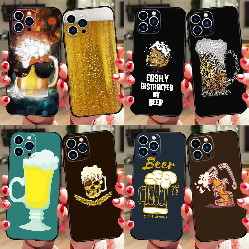 Beer Mug Beer Bubbles Phone Case For iPhone 16 15 12 13 Mini 11 14 Pro XS Max Plus X XR Silicone Cover