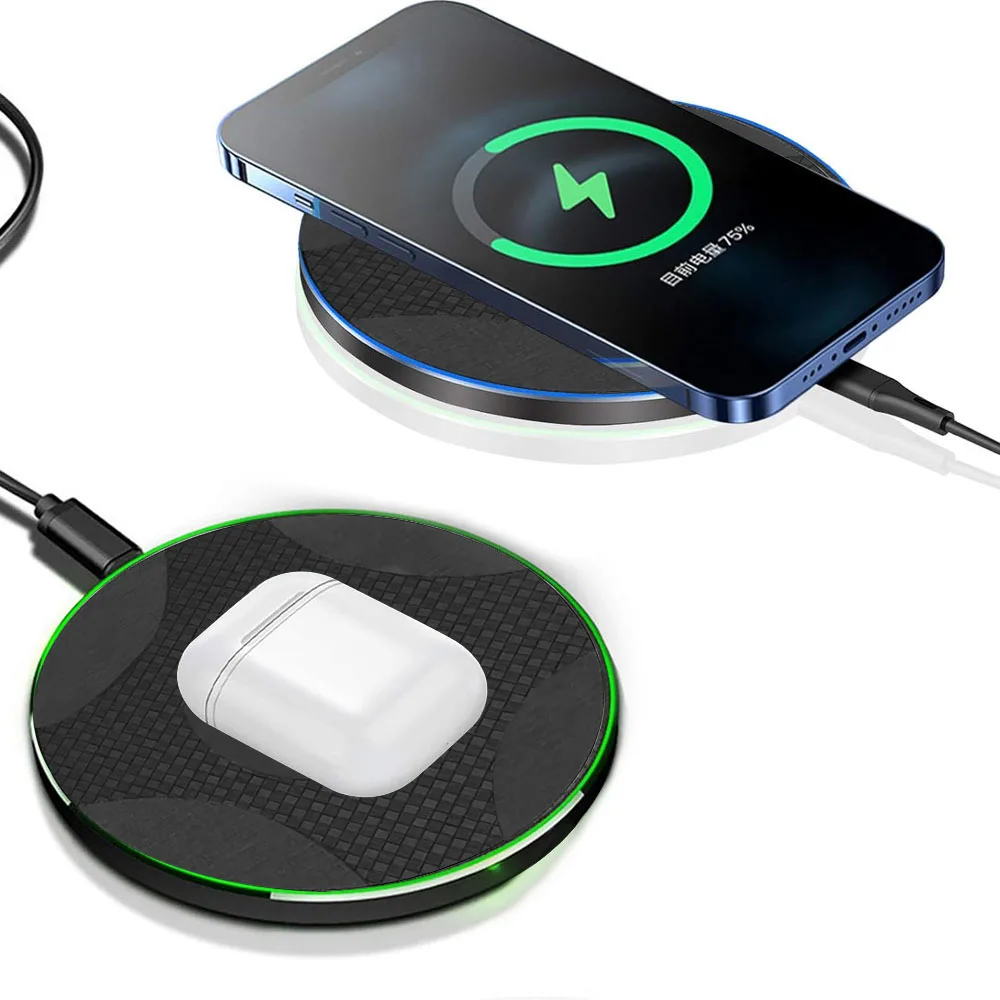 LED Fast Circular Wireless Charger Stand, For iPhone 17-11, 9, 8, XR, Samsung S26-S21, S10, S9, and AirPods 3/2/Pro. view 5
