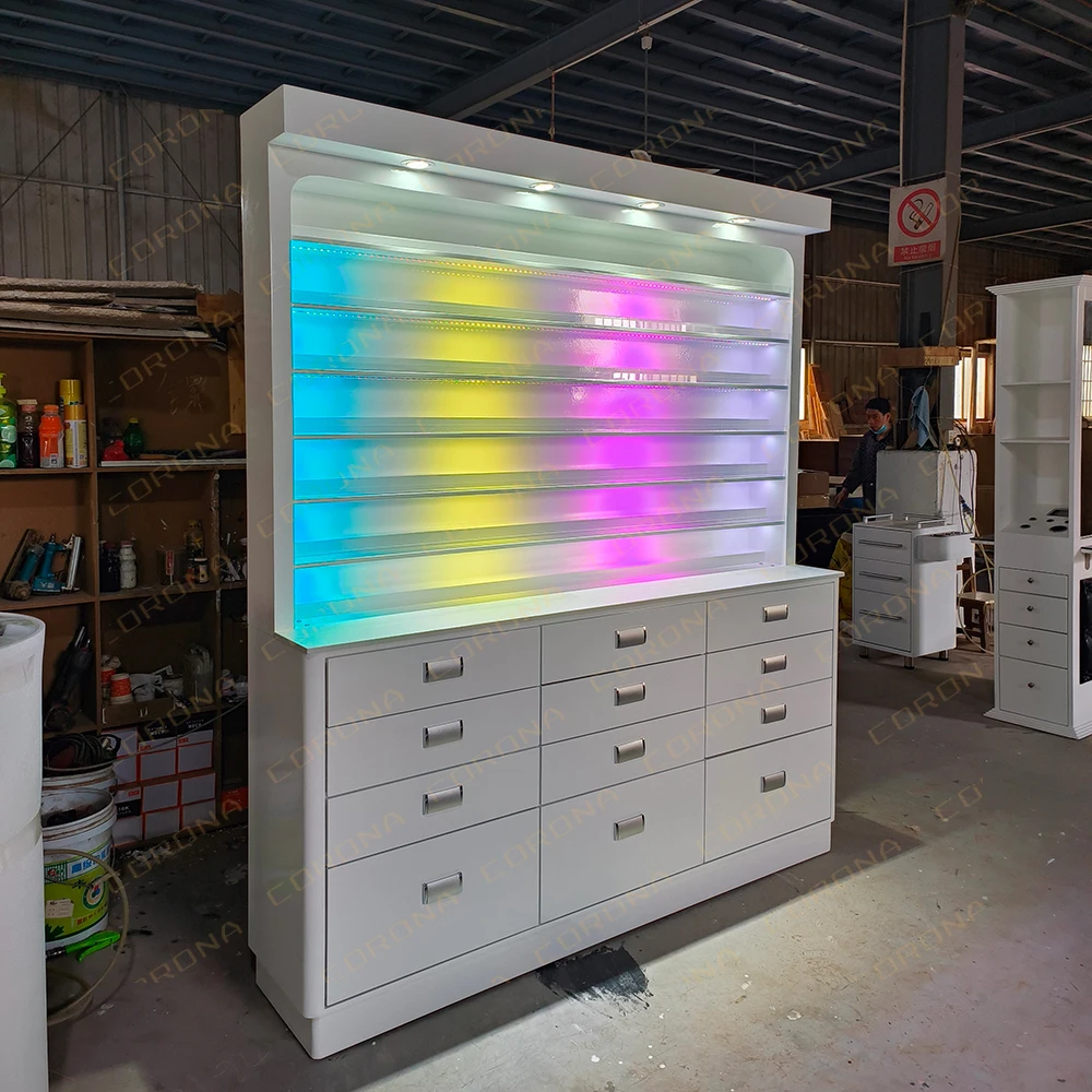 ネイルショップディスプレイラックシェフトサロン家具片面マニキュアネイルテーブルマニキュア用の収納付き