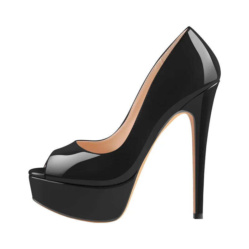 Onlymaker Women Platform Peep Toe High Heel Sandals Nude Patent Leather Sexy Elegant Stiletto Heels Sandals Prom Big Size