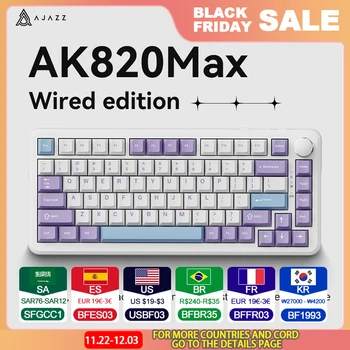 AJAZZ 마그네틱 축 기계식 키보드, ak820 max, esports 무선 3 가지 모드, 사용자 정의 게임 마그네틱 축 키보드