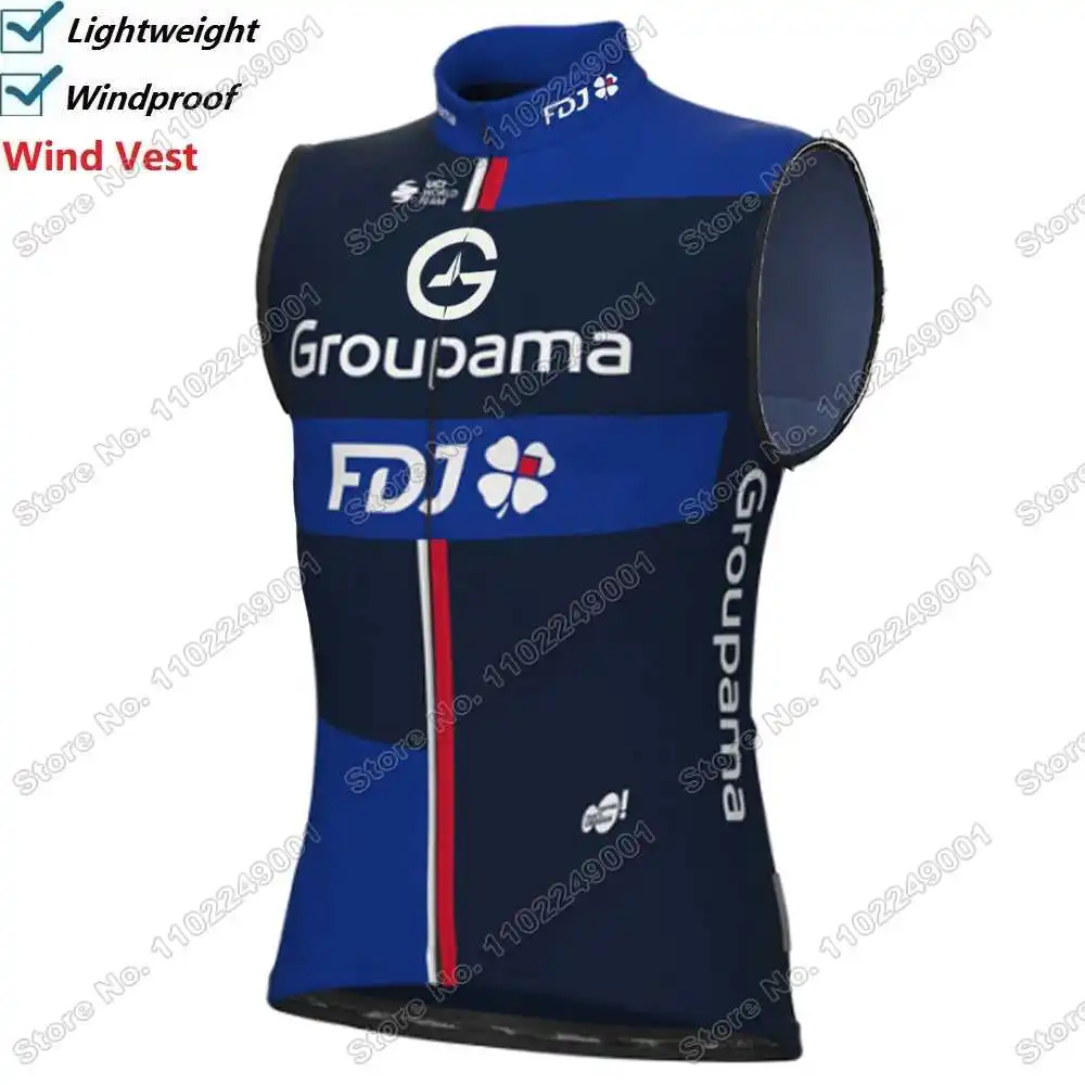 2025 FDJ Team Wind Vest Men Cycling Vest Windproof Road Cycling Jersey Sleeveless France Bike Windbreaker MTB Clothing