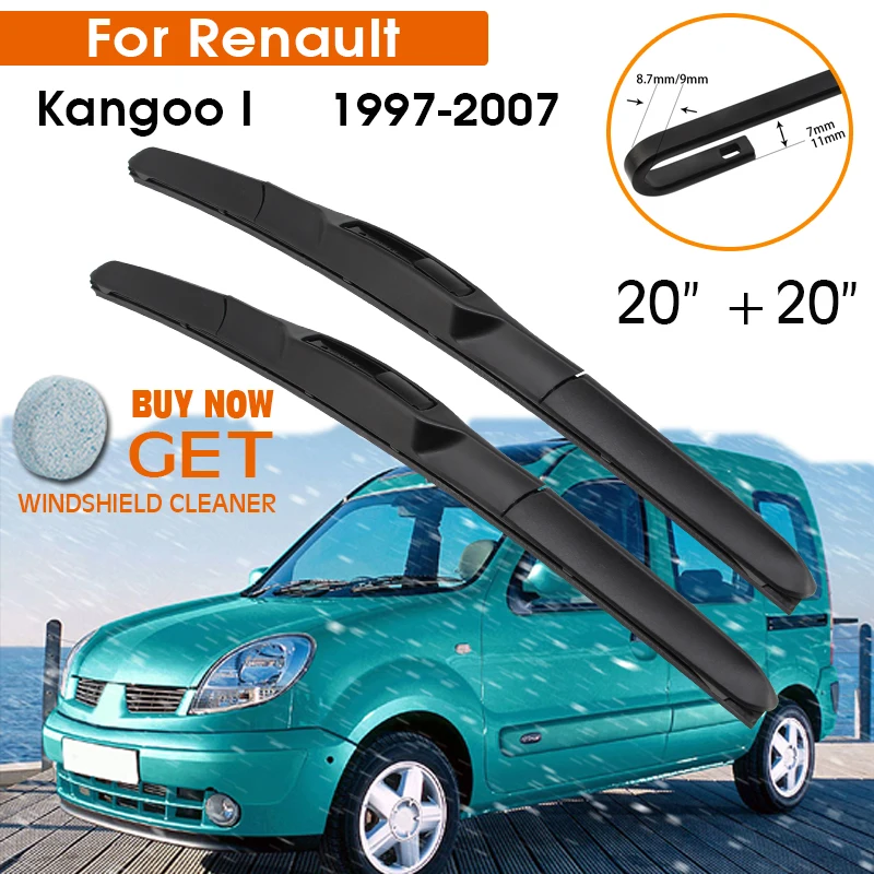 

Car Wiper For Renault Kangoo I 1997-2007 Windshield Rubber Silicon Refill Front Window Wiper Blades 20"+20" LHD RHD Accessories