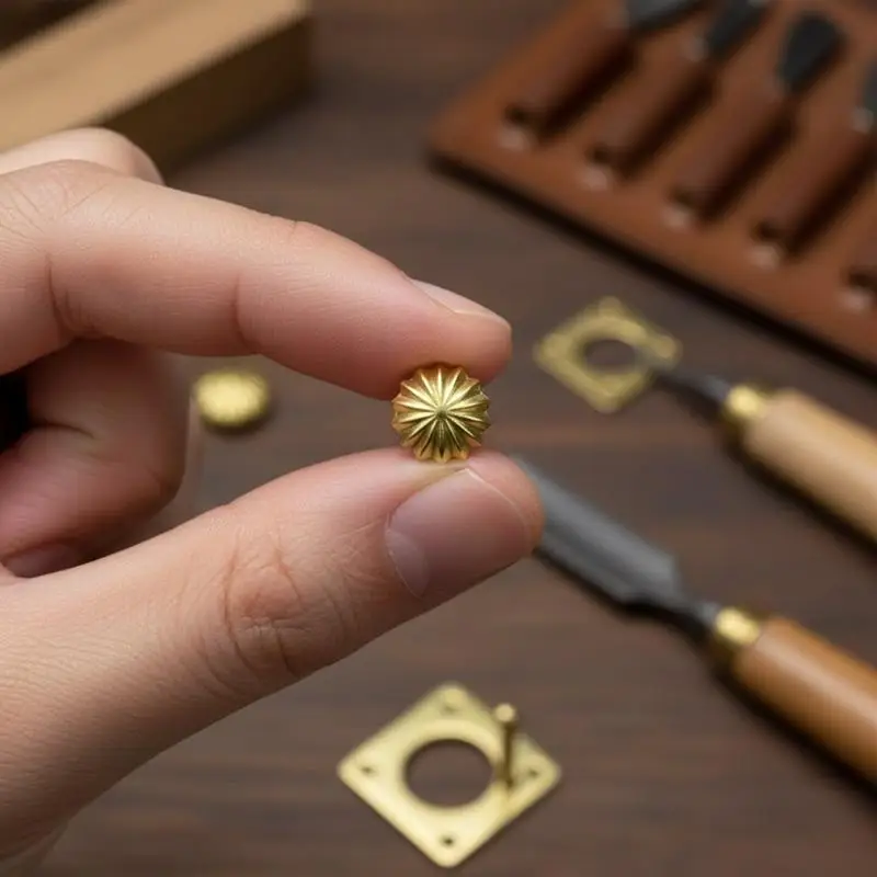 High-End Brass Wallet Buckle Leather Decorative Studs Brass Chrysanthemum Studs Belt Buckle Decoration Pure Copper Hardware
