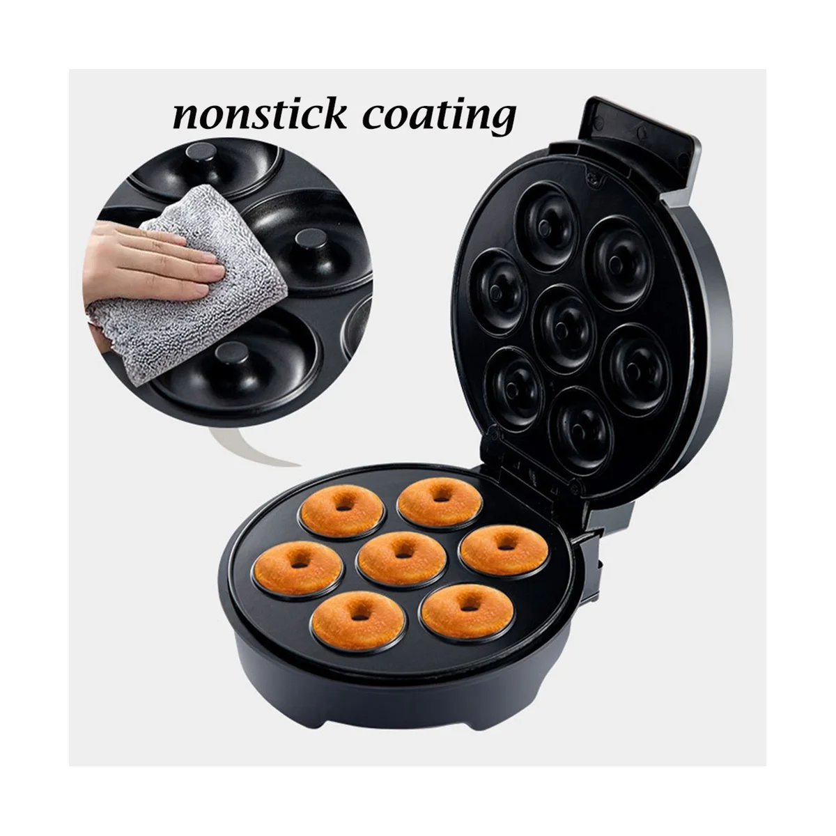 

Electric Donut Machine 1200W Non-Stick Coated Kitchen Donut Maker Kid's Snacks Desserts Breakfast Makes 7Donuts US Plug