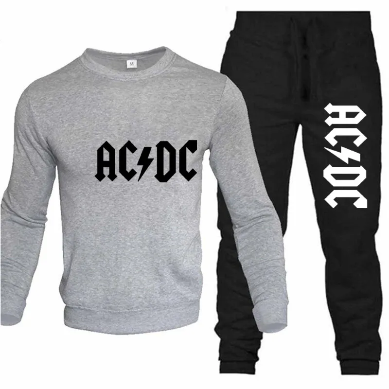 New 2 piece sportswear AC&DC men\'s sweatshirt pants pullover hoodie sportswear suit casual Streetwear sports men\'s clothing