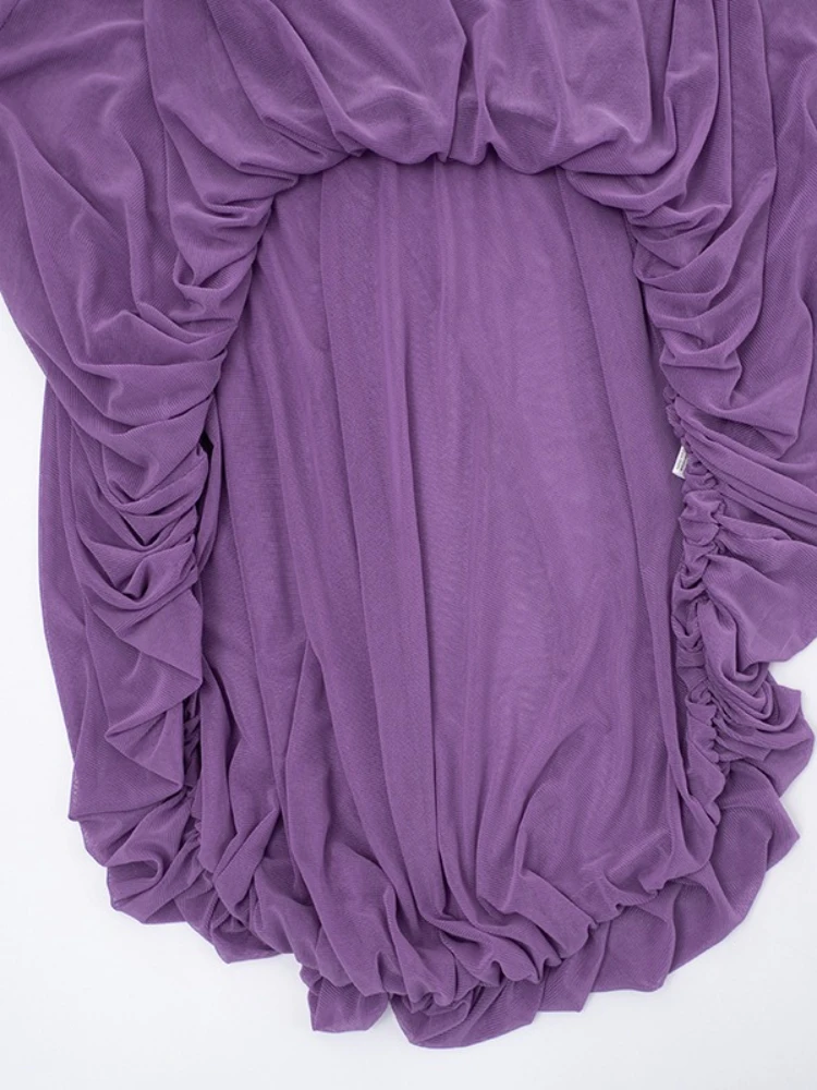 SsTss المرأة الصلبة 2 قطعة مجموعة فريدة من نوعها سوينغ مطوي هيم كم طويل غير المتكافئة هيم بلوزة فضفاضة وتنورة قلم رصاص صغيرة الدعاوى #6