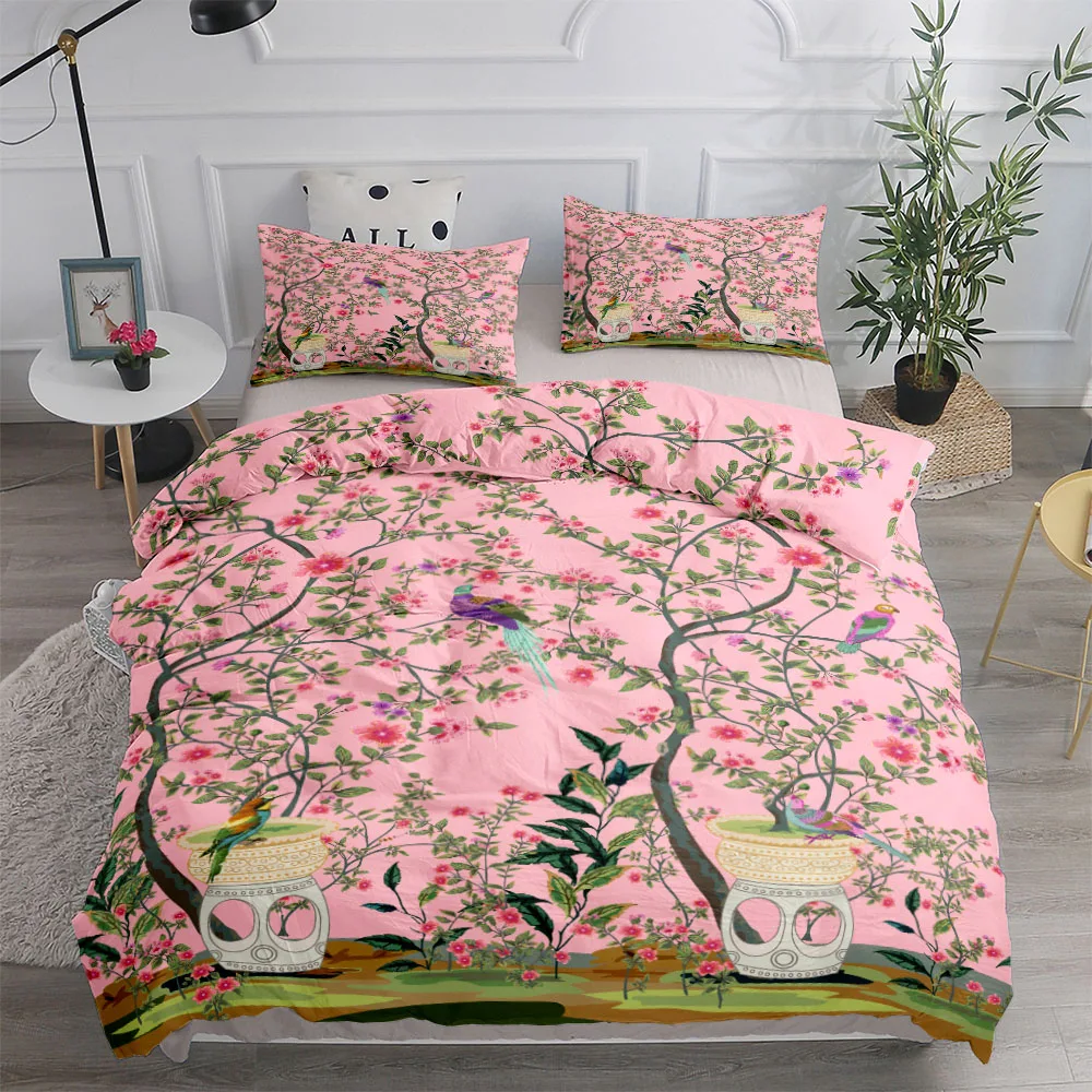 

Floral And Birds Duvet Cover Set King Queen Double Full Twin Single Size Duvet Cover Pillow Case Bed Linen Set