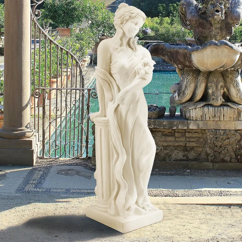 

51'' Large Outdoor Garden Nymph Statue, Goddess of Spring Flowers, Roman Style Sculptures Decorations, Religious Garden Statue