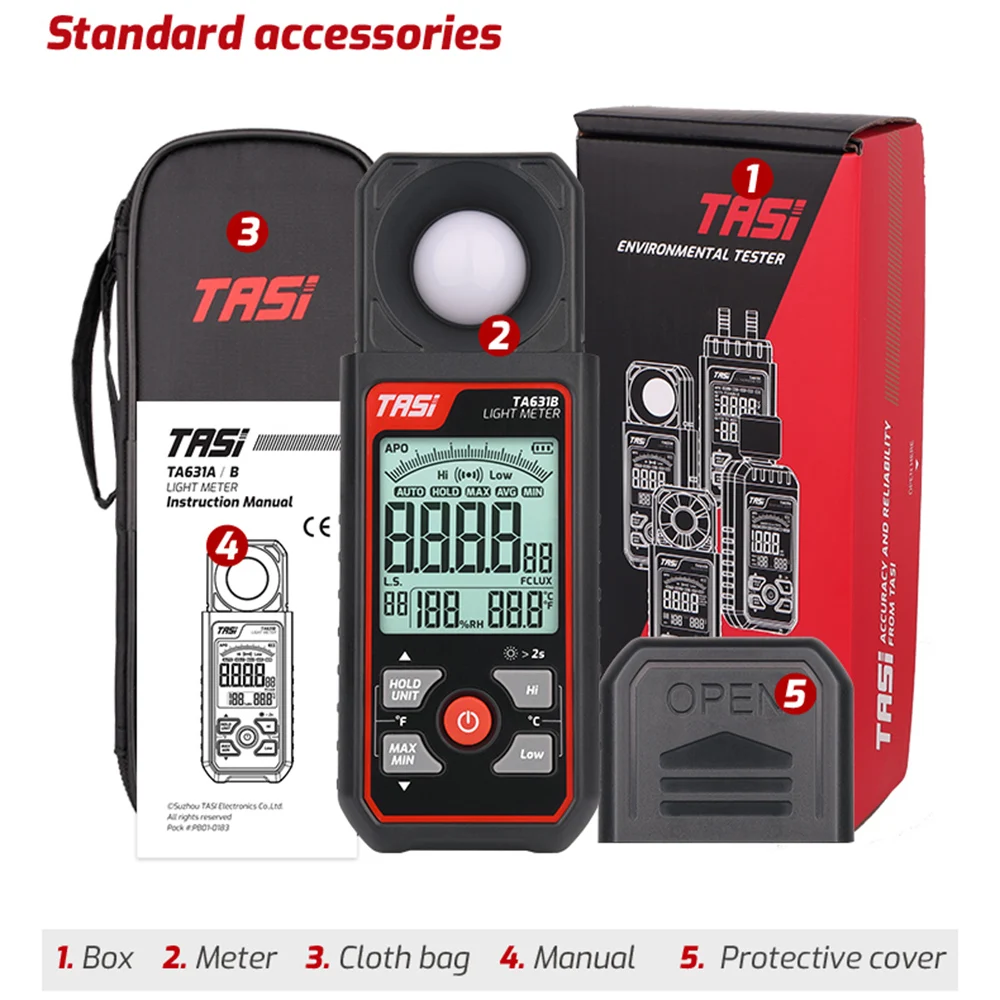 TA631A TA631B Digital Light Meter Illuminometer 300000/200000LUX  Photography Luxmeter LUX/FC Measure Photometer Exposure Meter