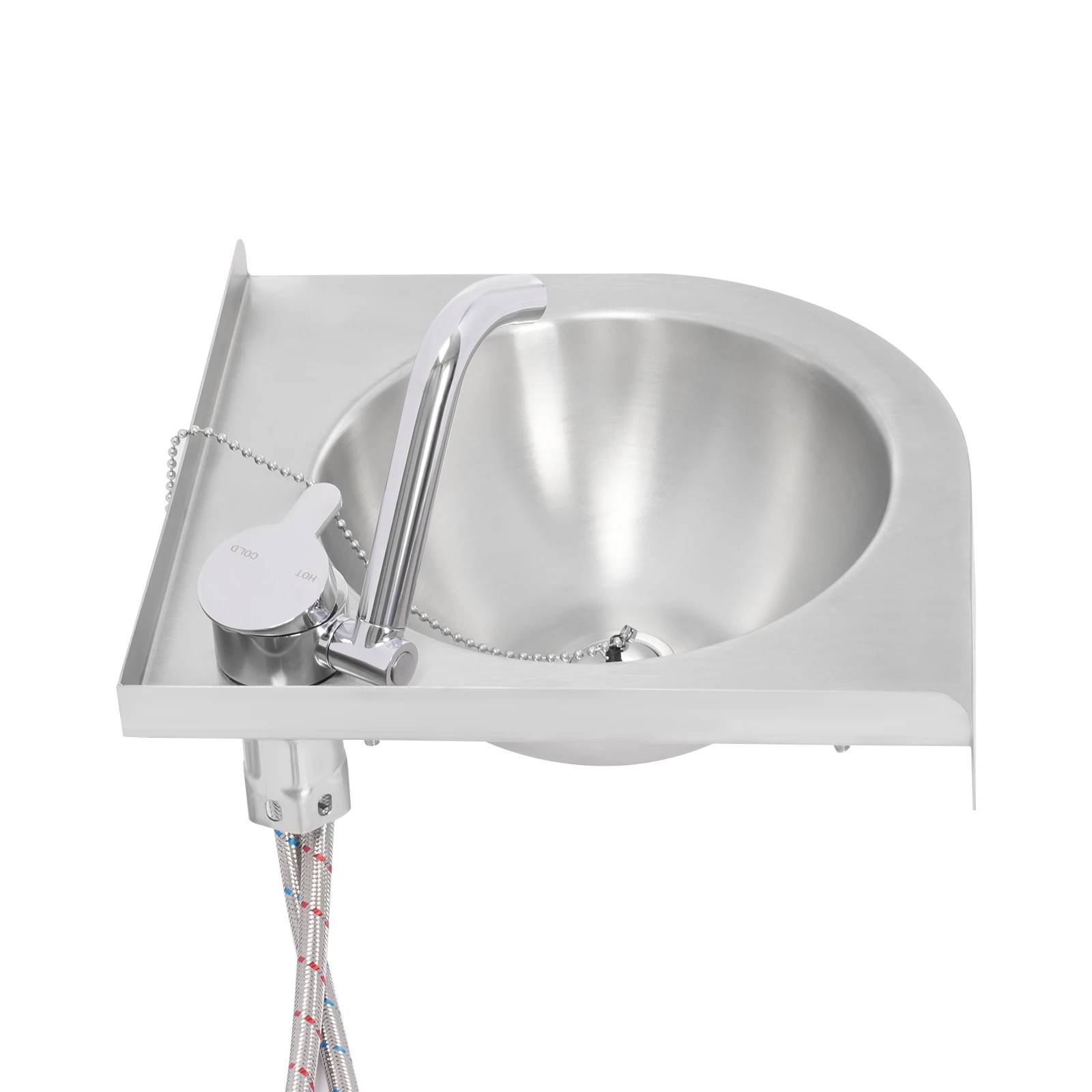 حوض RV مثبت على الحائط مع صنبور، وعاء واحد 304 حوض غسيل من الفولاذ المقاوم للصدأ