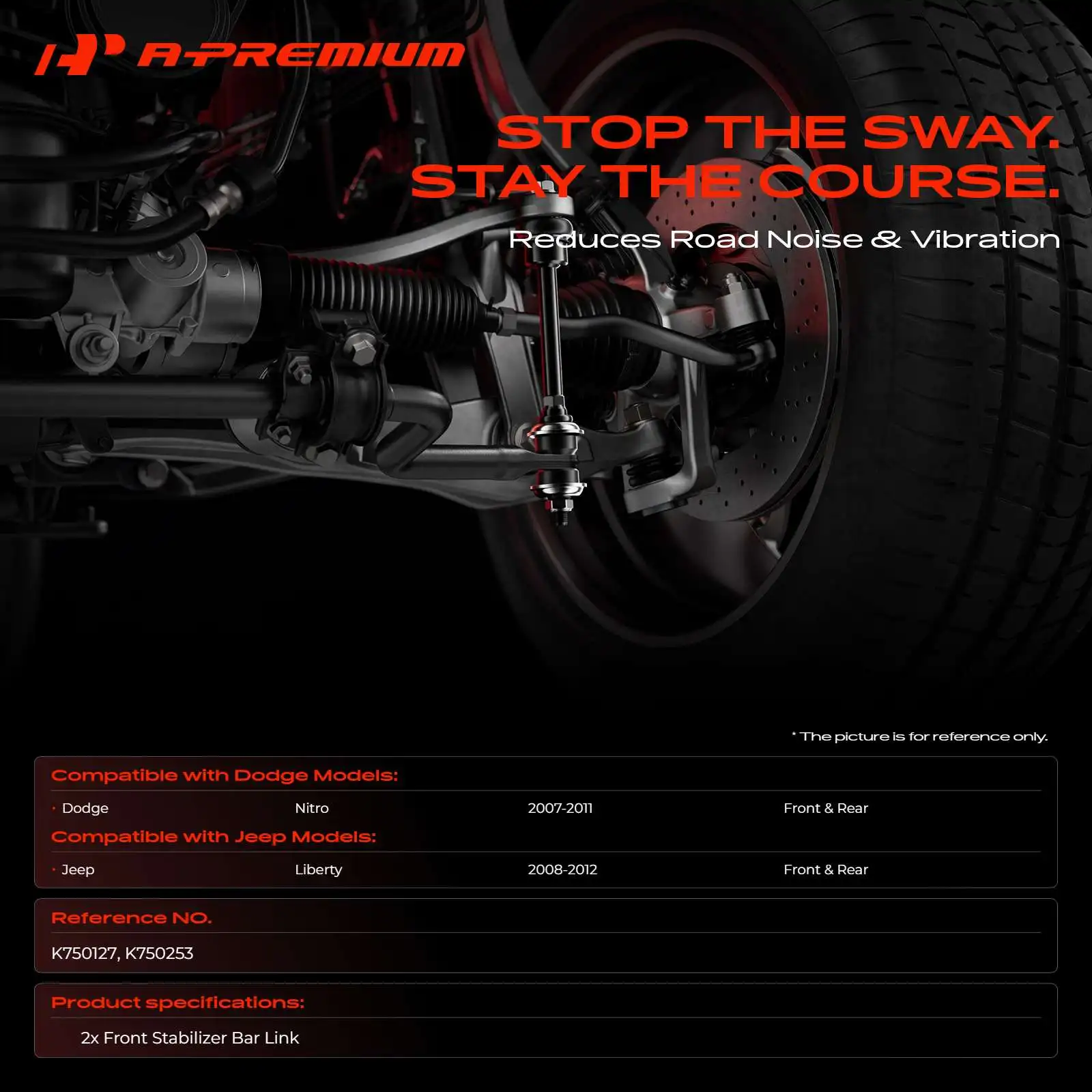 A-Premium 4x Front & Rear Stabilizer Bar Link for Jeep Liberty 2008-2012 Dodge Nitro 2007-2011