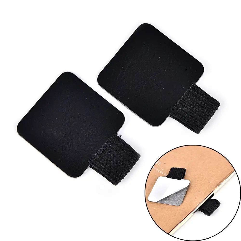 4PCS Adjustable Portable Convenient Leather Pen Clips Elastic Loop Self-adhesive Pen Holder Notebook