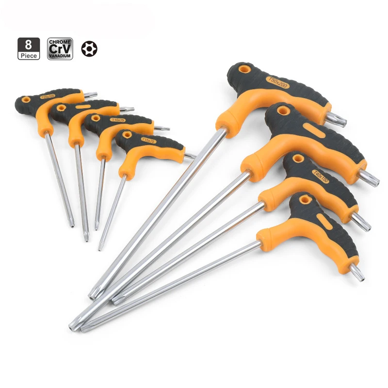 S2 T10 T15 T20 T25 T27 T30 T40 T45 T50 8pc T Handle Torx Star Key Wrench Set Torx Driver Screwdriver Set Bike Bicycle Tool view 5