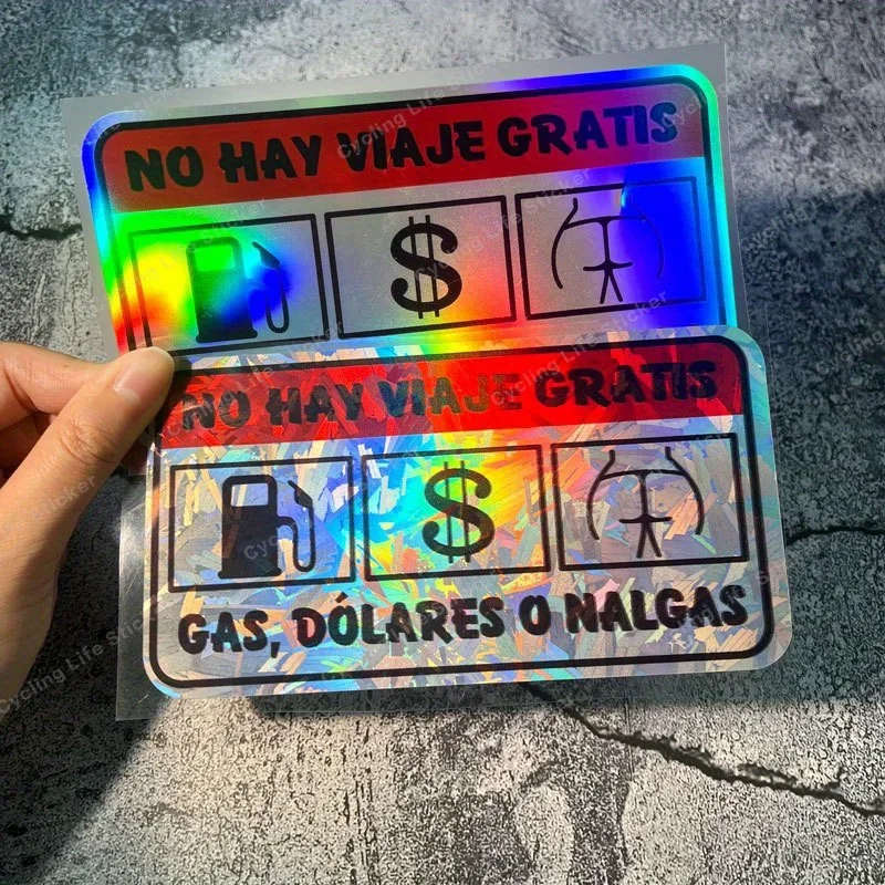 قطعة واحدة من ملصقات السيارات ذات العبارة الإسبانية - ثلاثية الأبعاد، مع محطة للغاز، أوراق الدولار والغنيمة #5