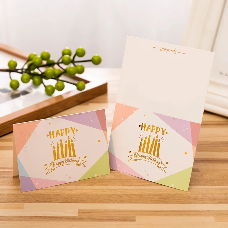 【10 PCS】Happy Birthday Greeting Card Note Message Cards Bouquet Gifts Party Supplies For Birthday Party Favors