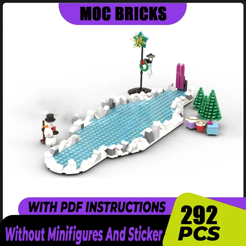 City Street View Moc Building Bricks Winter Ice Skating RInk Model Technology Blocks Gifts Christmas Toys DIY Assembly Set